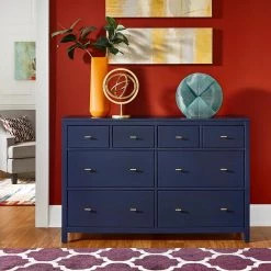8-Drawer Blue Dresser 57.99 in. W x 17.71 in. D x 38.03 in. H by HomeSullivan