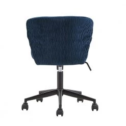 Blue Curved Back Velvet Wave Pattern Office Chair by HomeSullivan