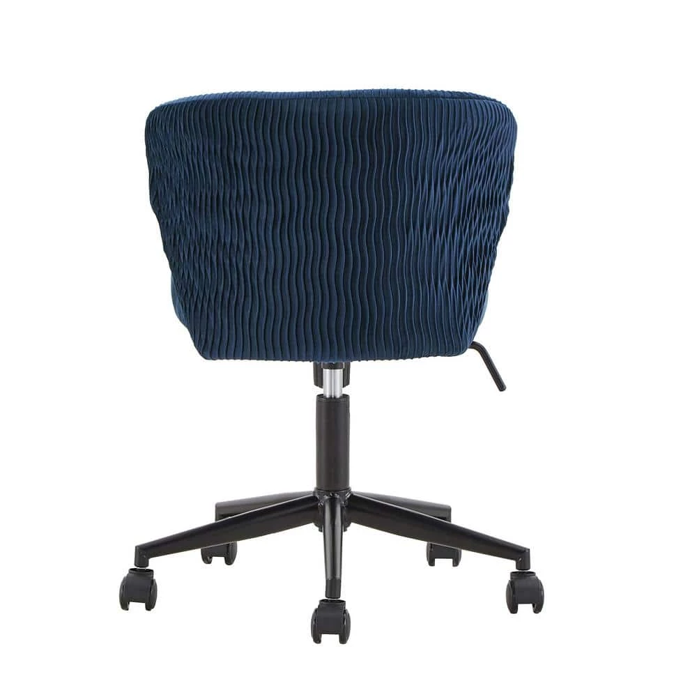 Blue Curved Back Velvet Wave Pattern Office Chair by HomeSullivan