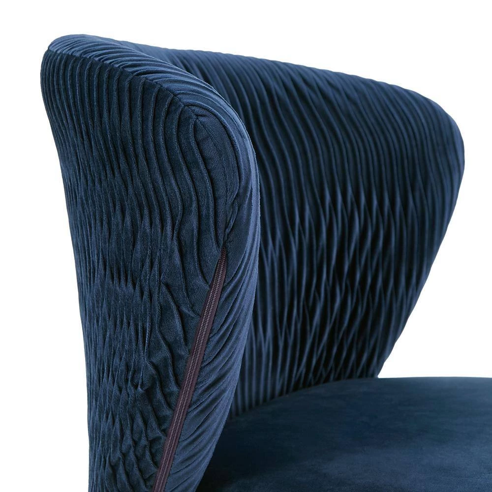 Blue Curved Back Velvet Wave Pattern Office Chair by HomeSullivan - Image 6