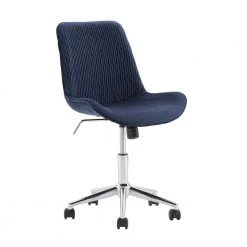 Navy Blue Velvet Ripple Pattern Office Chair by HomeSullivan