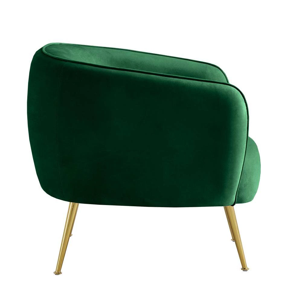 Brass Green Velvet Upholstered Accent Chair by HomeSullivan - Image 4