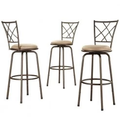 42.9 in. Brown Cross Adjustable Swivel Stools (Set of 3) by HomeSullivan
