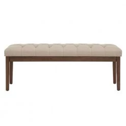 52 in. Brown Beige Premium Tufted Reclaimed Upholstered Bench by HomeSullivan