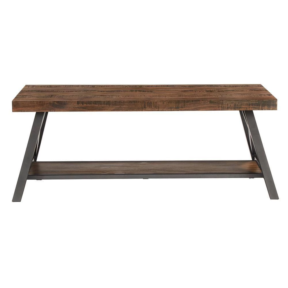 48 in. Brown Large Rectangle Wood Coffee Table with Shelf by HomeSullivan - Image 5