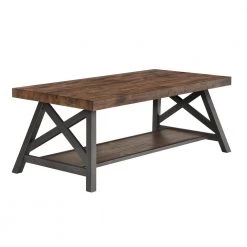 48 in. Brown Large Rectangle Wood Coffee Table with Shelf by HomeSullivan