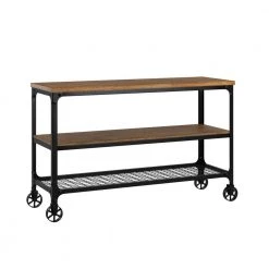 48 in Brown Industrial Modern Rustic Rectangle Tv Stand Console Table by HomeSullivan