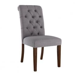 Brown Grey Linen Button Tufted Dining Chair (Set of 2) by HomeSullivan