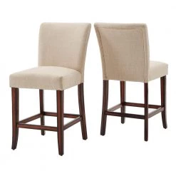 40 in. Brown Classic Upholstered High Back Counter Height Chairs (Set of 2) by HomeSullivan