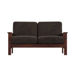 60 in. Dark Brown Mission-Style Wood Loveseat by HomeSullivan