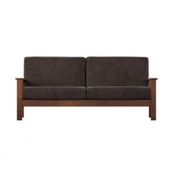76.5 in. Square Arm Microfiber Straight Dark Brown Mission-Style Sofa by HomeSullivan