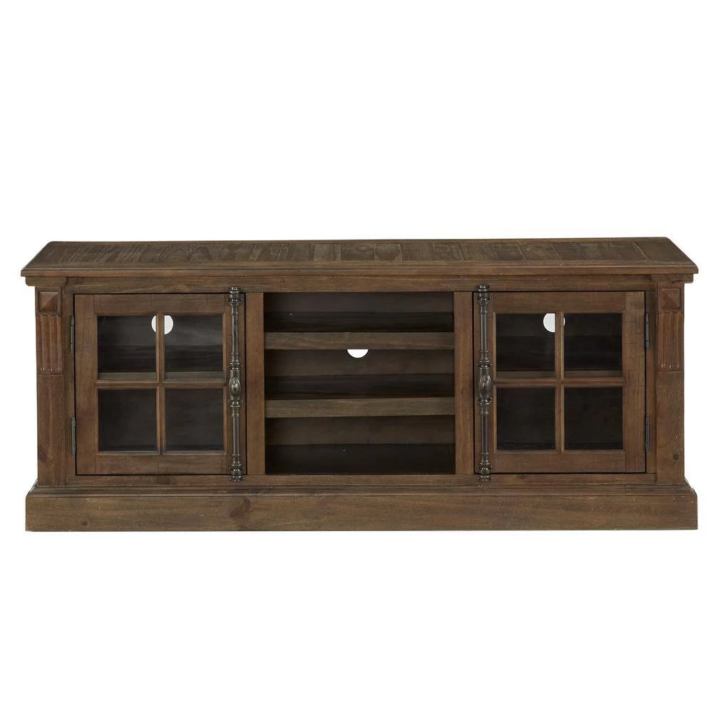 60 in. Brown Wire Brushed Finish Tv Stand by HomeSullivan - Image 5