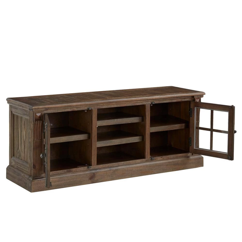 60 in. Brown Wire Brushed Finish Tv Stand by HomeSullivan - Image 4