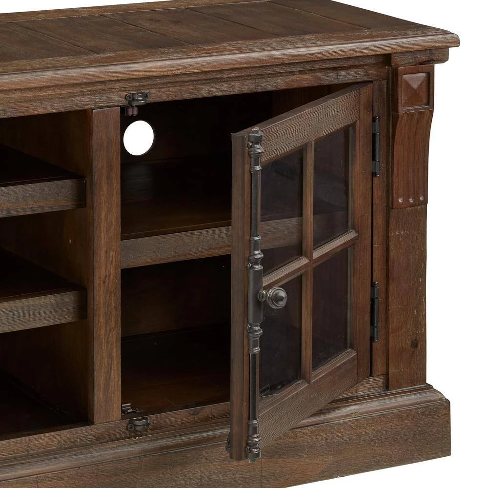 60 in. Brown Wire Brushed Finish Tv Stand by HomeSullivan - Image 8