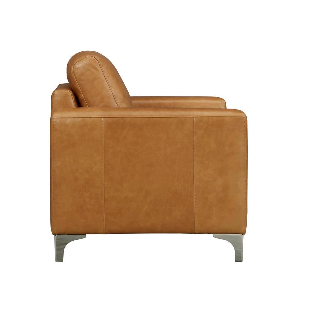 Russel Caramel Leather Arm Chair by HomeSullivan - Image 6