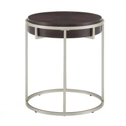 Walnut Wood And Metal Round End Table by HomeSullivan