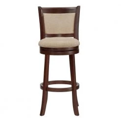 42.9 in. Beige Low Back Linen Swivel 29 in. High Bar Stool by HomeSullivan