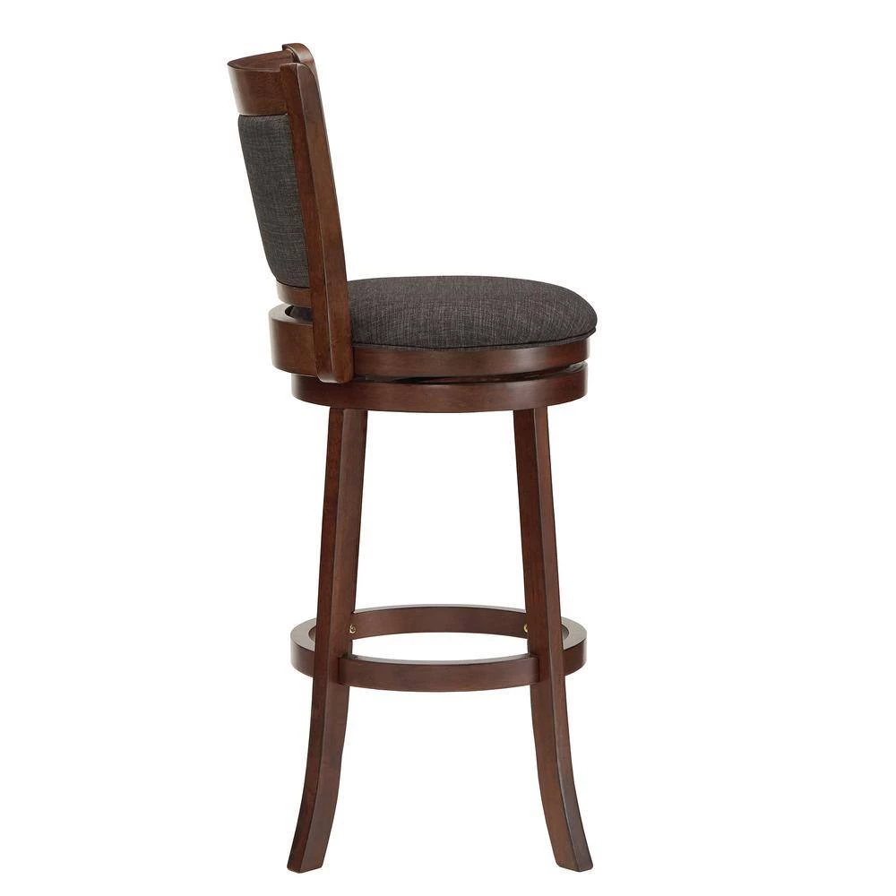 43 in. Dark Gray Low Back Linen Swivel 29 in. High Bar Stool by HomeSullivan - Image 5