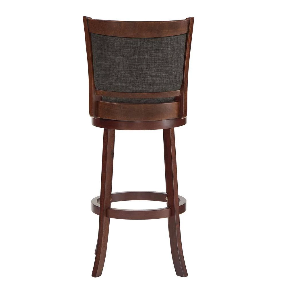 43 in. Dark Gray Low Back Linen Swivel 29 in. High Bar Stool by HomeSullivan - Image 6