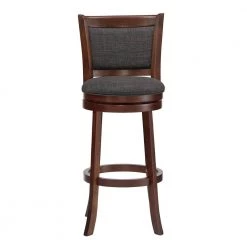 43 in. Dark Gray Low Back Linen Swivel 29 in. High Bar Stool by HomeSullivan