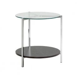 Chrome End Table With Glass Top by HomeSullivan