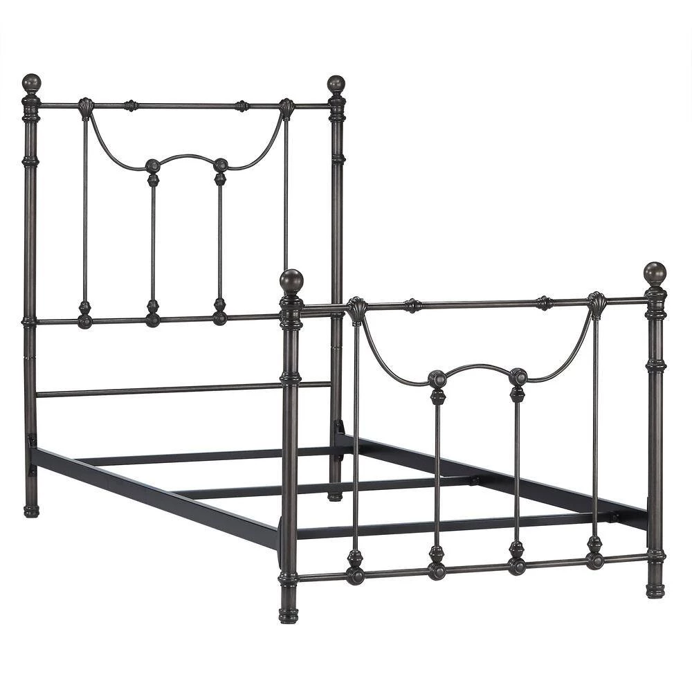 Dark Bronze Victorian Iron Metal Twin Bed by HomeSullivan - Image 6