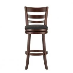 42.9 in. Dark Gray Ladder Back Linen Swivel 29-Inch Height Bar Stool by HomeSullivan
