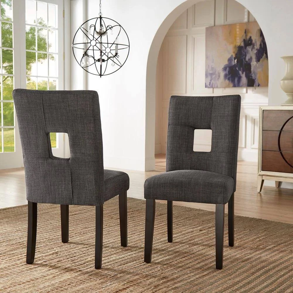 Dark Gray Keyhole Back Dining Chairs (Set of 2) by HomeSullivan - Image 2