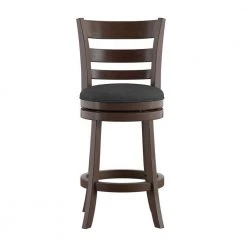 24 in Dark Gray Ladder Back Linen Swivel Counter Height Stool by HomeSullivan