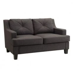 Emerson 55.5 in. Dark Grey Linen 2-Seater Loveseat with Wood Legs by HomeSullivan