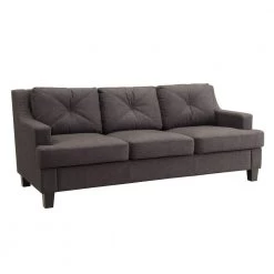Emerson 78.3 in. Dark Grey Linen 4-Seater Lawson Sofa with Square Arms by HomeSullivan