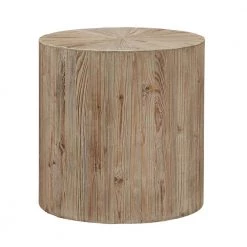 Natural Distressed Reclaimed Wood Cylindrical Table by HomeSullivan
