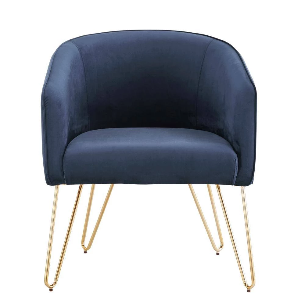 Gold Blue Velvet Accent Chair by HomeSullivan - Image 5