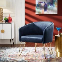 Gold Blue Velvet Accent Chair by HomeSullivan