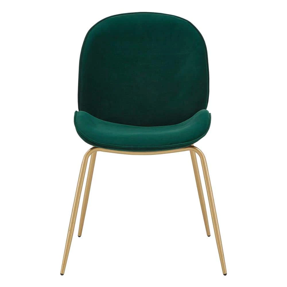 Gold Fully Upholstered Green Velvet Dining Chair (Set of 2) by HomeSullivan - Image 5