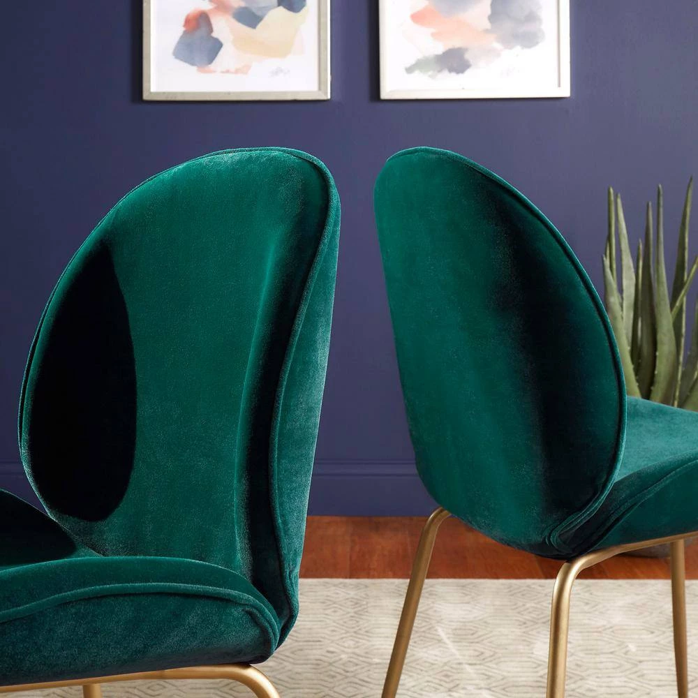 Gold Fully Upholstered Green Velvet Dining Chair (Set of 2) by HomeSullivan - Image 10