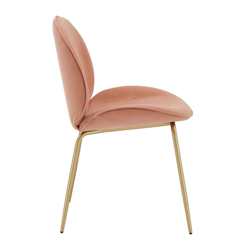 Gold Fully Upholstered Pink Velvet Dining Chair (Set of 2) by HomeSullivan - Image 6