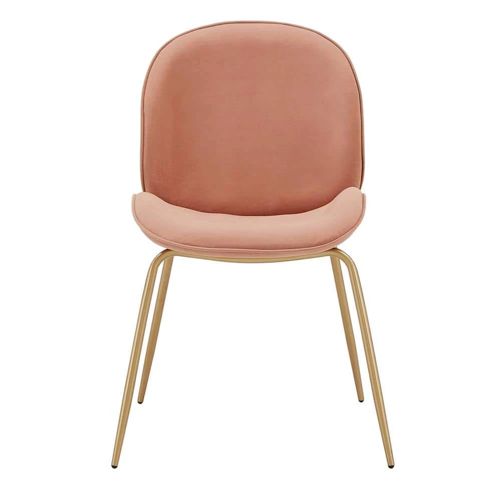 Gold Fully Upholstered Pink Velvet Dining Chair (Set of 2) by HomeSullivan - Image 5