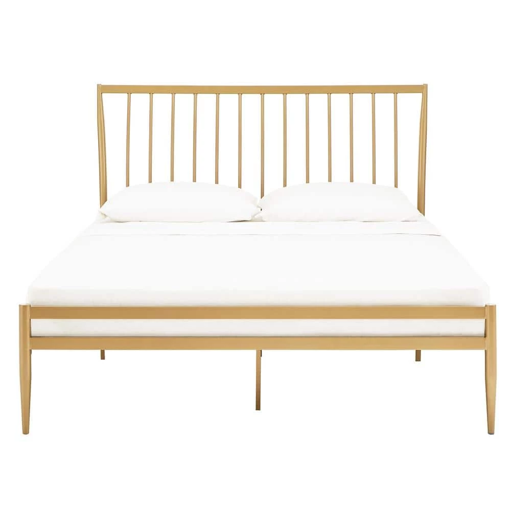 Gold Metal Queen Bed by HomeSullivan - Image 4