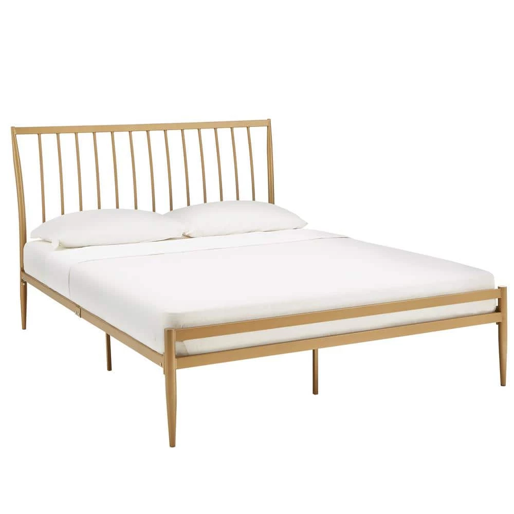 Gold Metal Queen Bed by HomeSullivan - Image 2