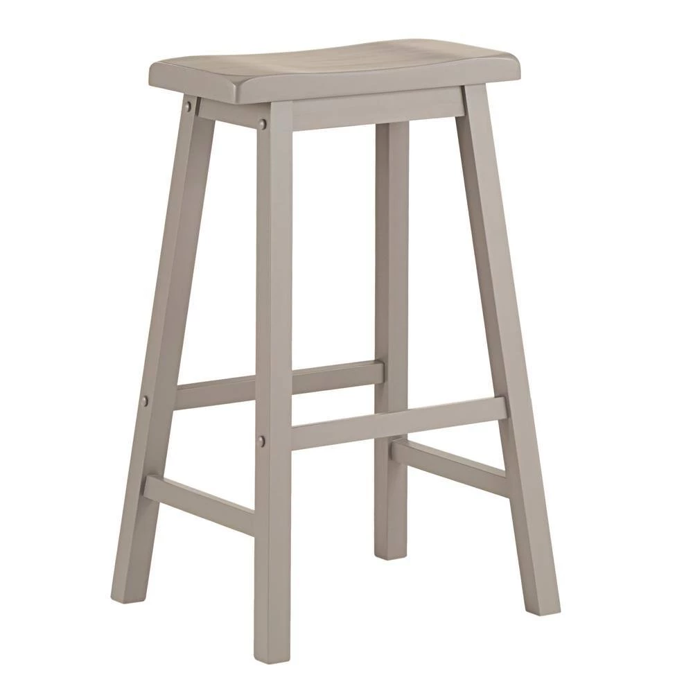 29 in. Frost Grey Saddle Seat Bar Height Backless Stools (Set Of 2) by HomeSullivan - Image 2