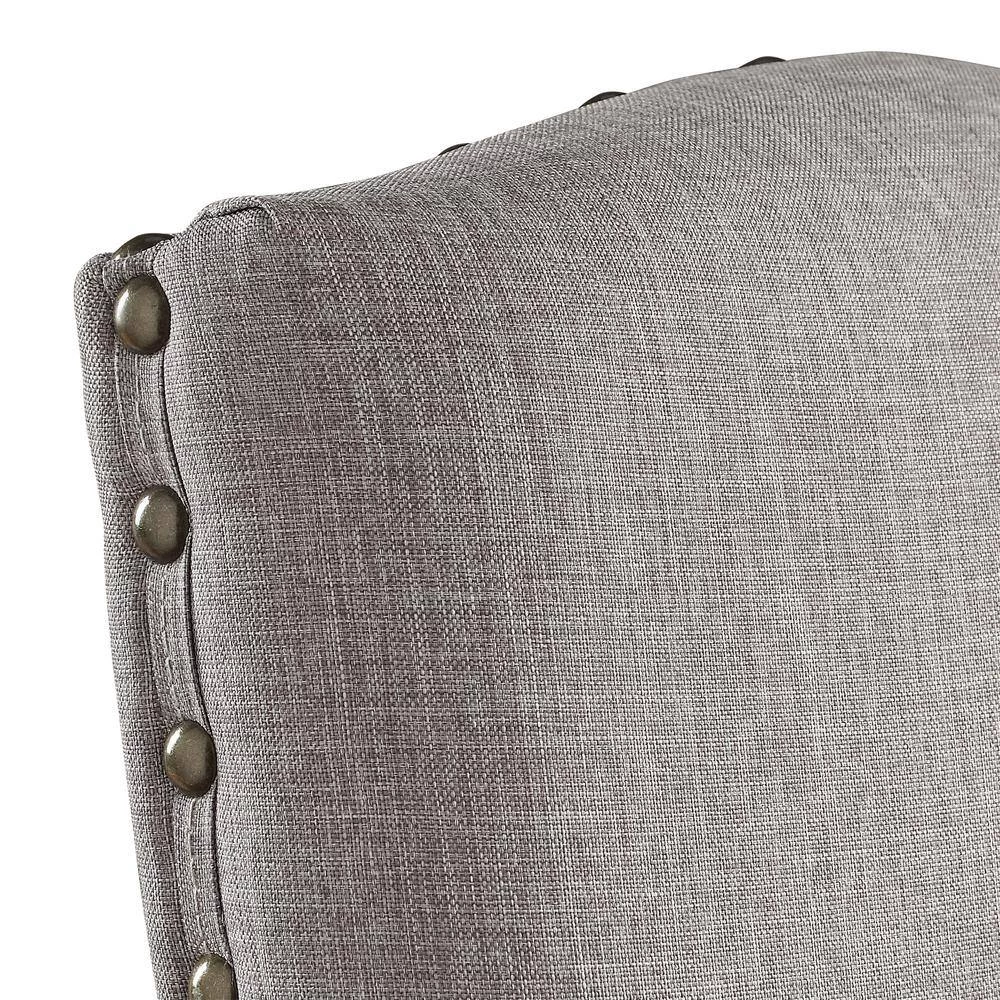 Light Distressed Natural Nailhead Linen Upholstered Dining Chairs (Set of 2) by HomeSullivan - Image 9