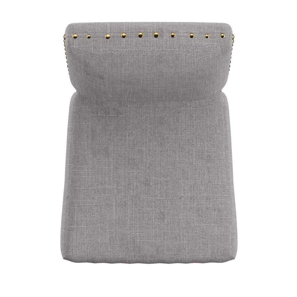 Light Distressed Natural Nailhead Linen Upholstered Dining Chairs (Set of 2) by HomeSullivan - Image 8