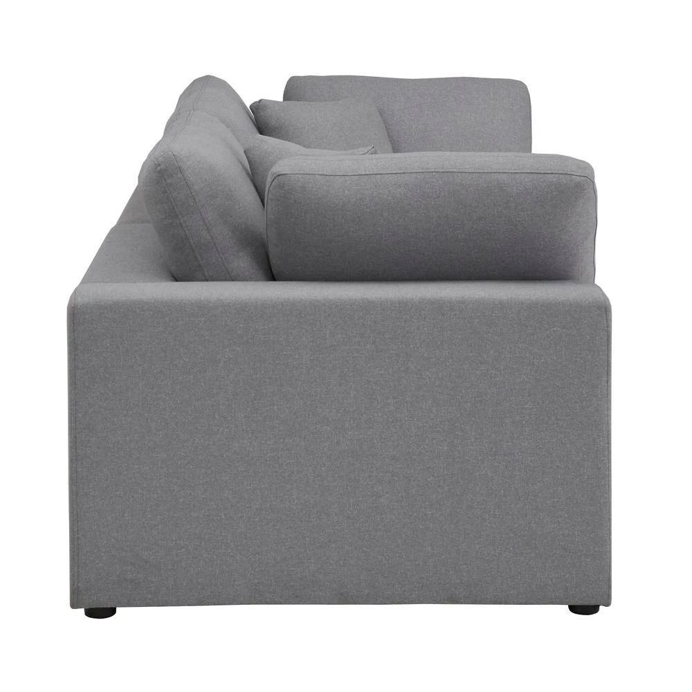 80 in. Gray Linen Weave Down Blend 2 Seat Loveseat by HomeSullivan - Image 4