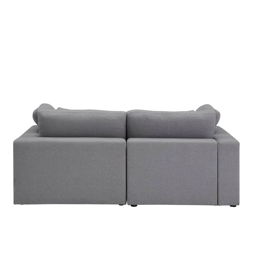 80 in. Gray Linen Weave Down Blend 2 Seat Loveseat by HomeSullivan - Image 5