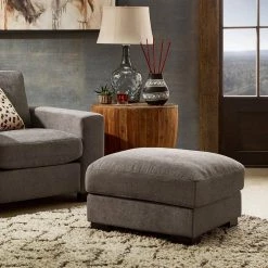 Grey Fabric Down Feather Filled Ottoman by HomeSullivan