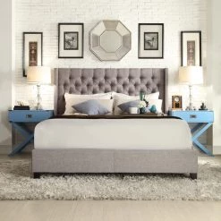 Gray Wingback Button Tufted Bed by HomeSullivan