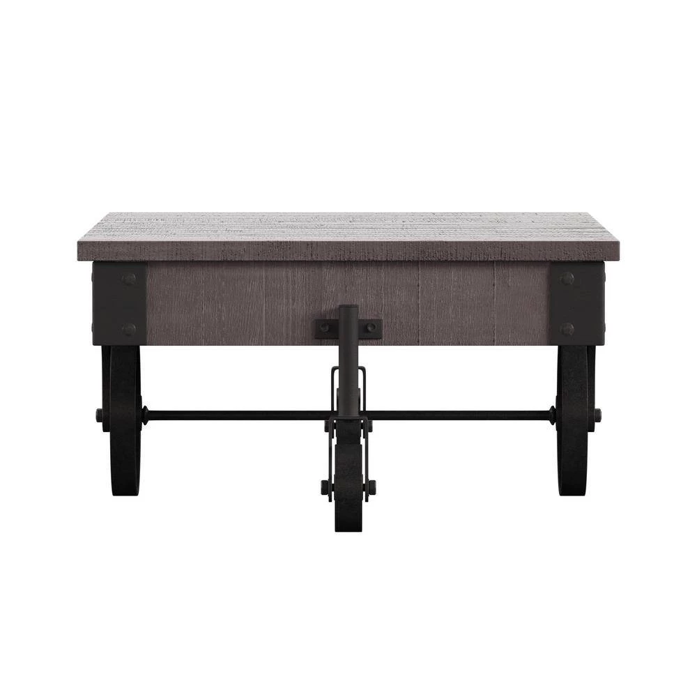 Grey Vintage Industrial Rustic Coffee Table by HomeSullivan - Image 5