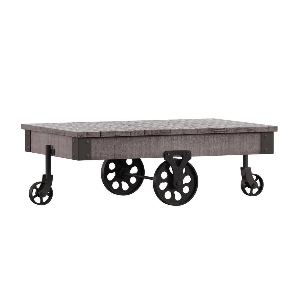 Grey Vintage Industrial Rustic Coffee Table by HomeSullivan - Image 2