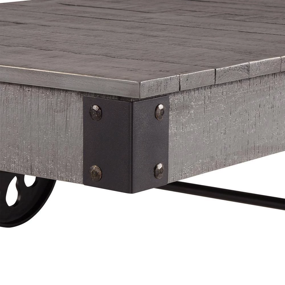 Grey Vintage Industrial Rustic Coffee Table by HomeSullivan - Image 7